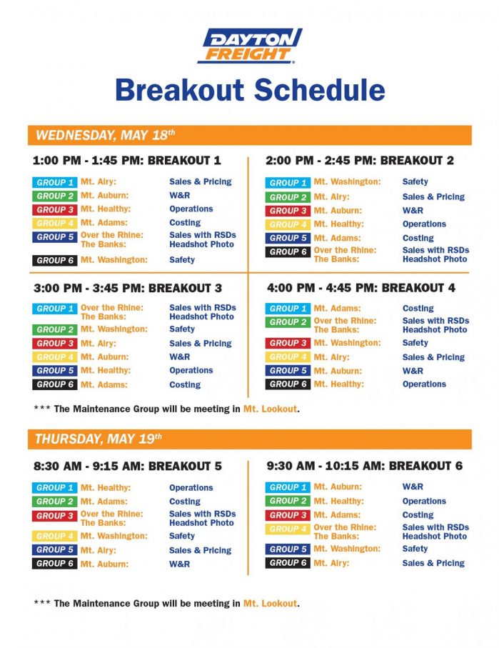Breakout Schedule